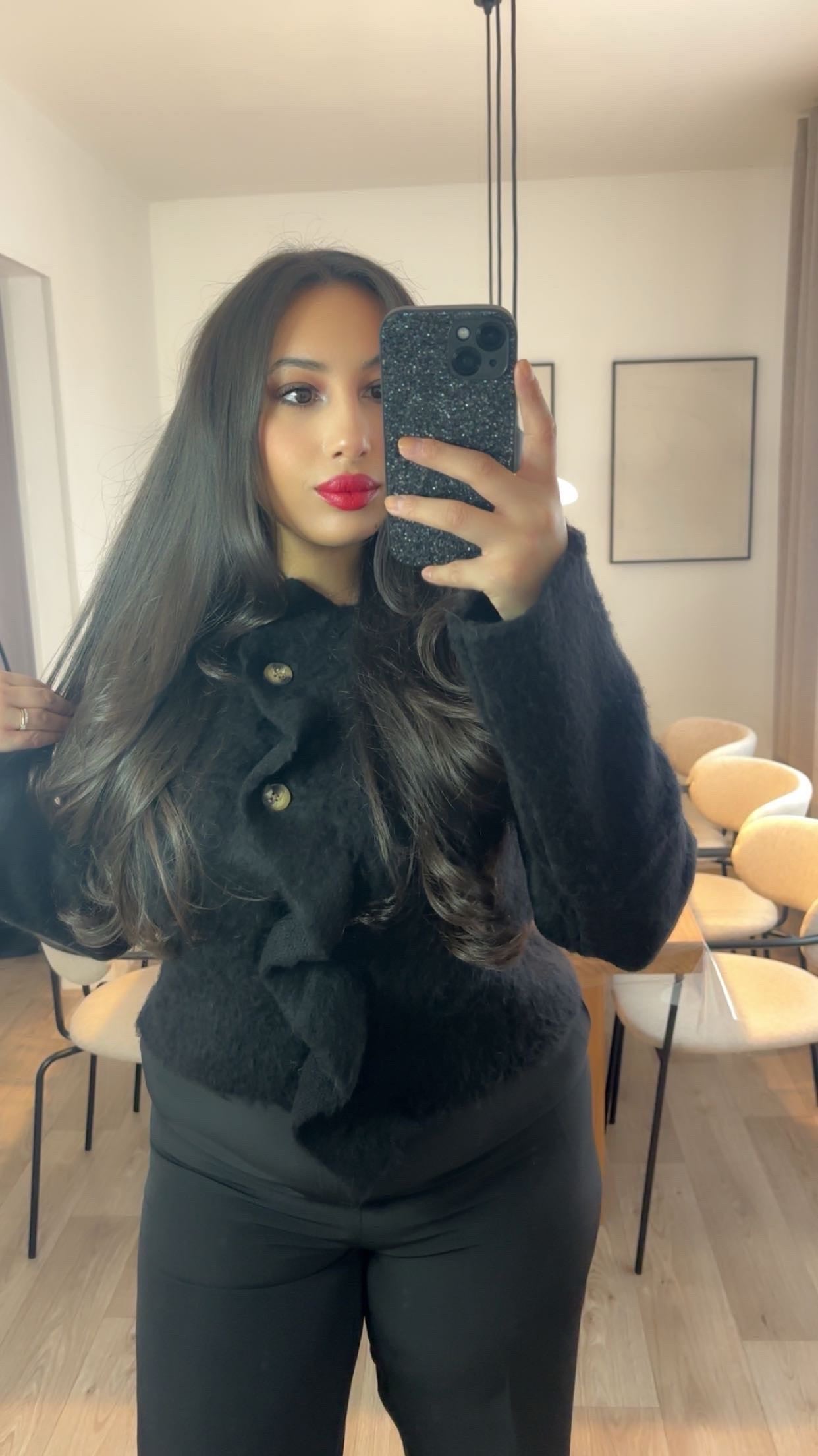 Cardigan effet laine noir